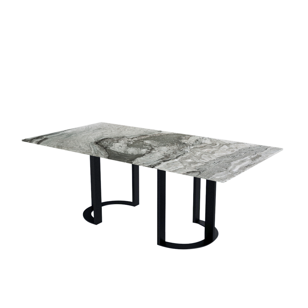 7ft Rectangular Forest Green Natural Marble Dining Table