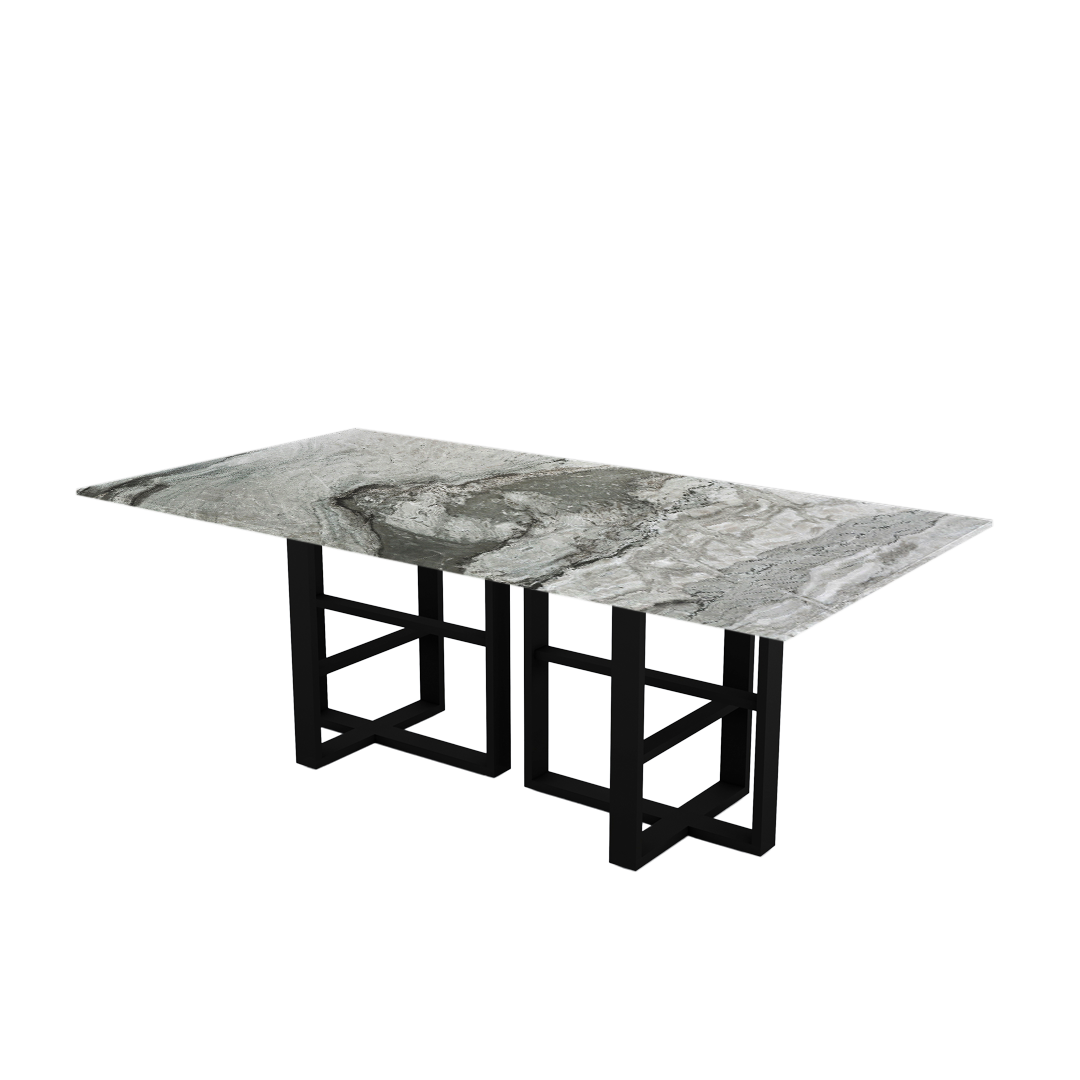 7ft Rectangular Forest Green Natural Marble Dining Table