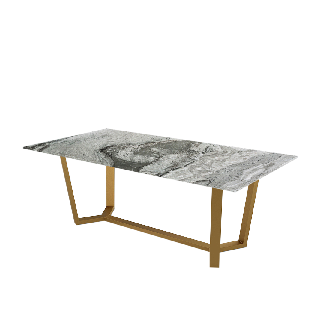 7ft Rectangular Forest Green Natural Marble Dining Table
