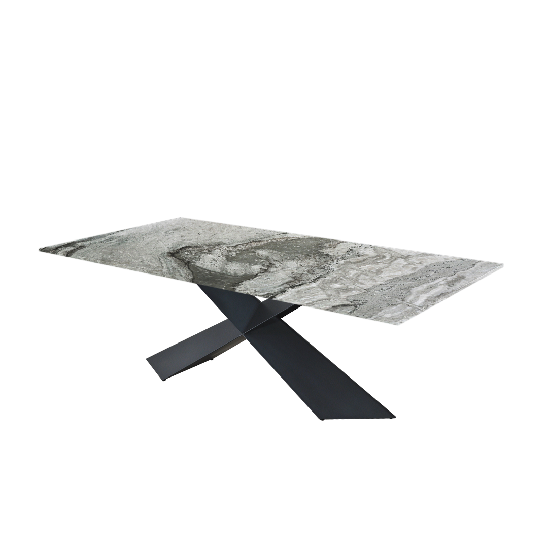 7ft Rectangular Forest Green Natural Marble Dining Table