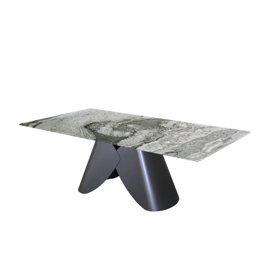7ft Rectangular Forest Green Natural Marble Dining Table