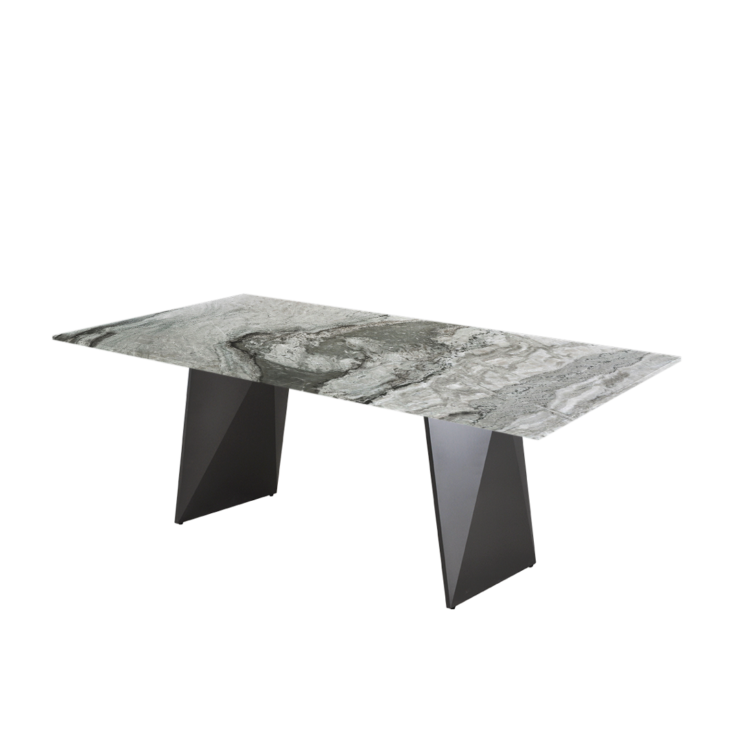7ft Rectangular Forest Green Natural Marble Dining Table
