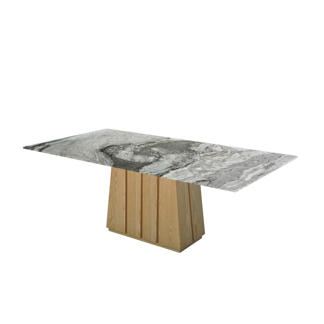 7ft Rectangular Forest Green Natural Marble Dining Table