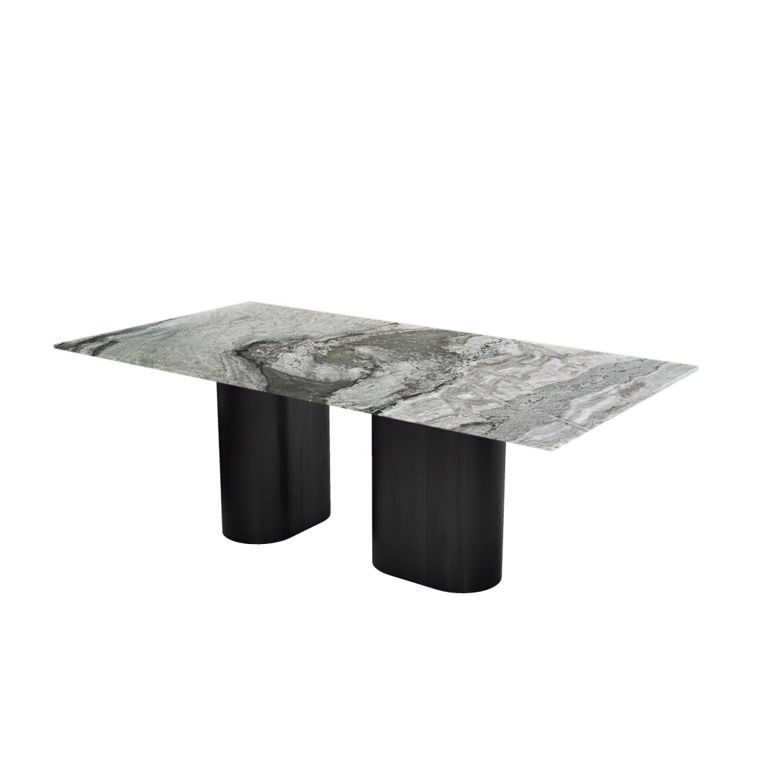 7ft Rectangular Forest Green Natural Marble Dining Table