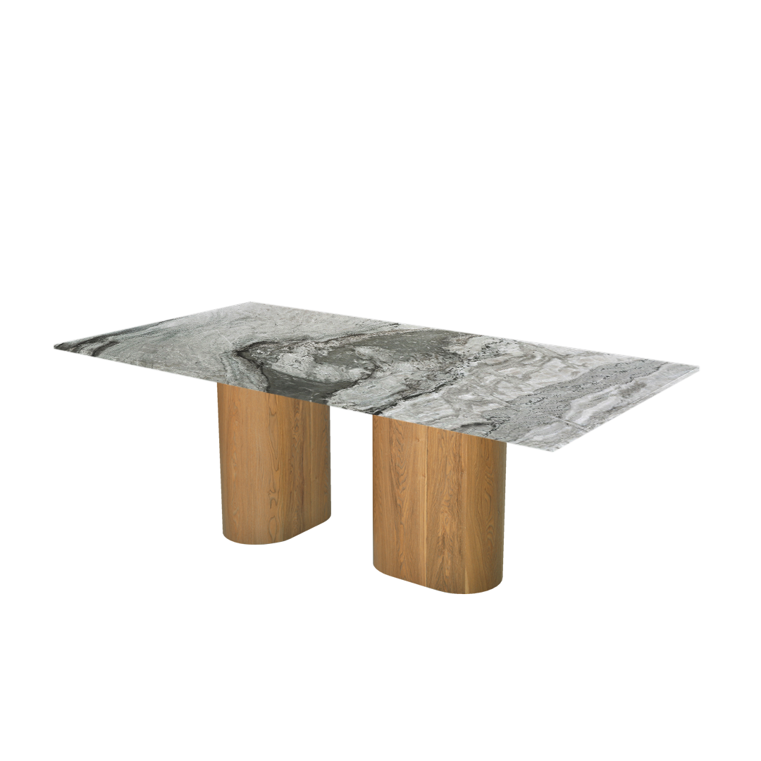 7ft Rectangular Forest Green Natural Marble Dining Table