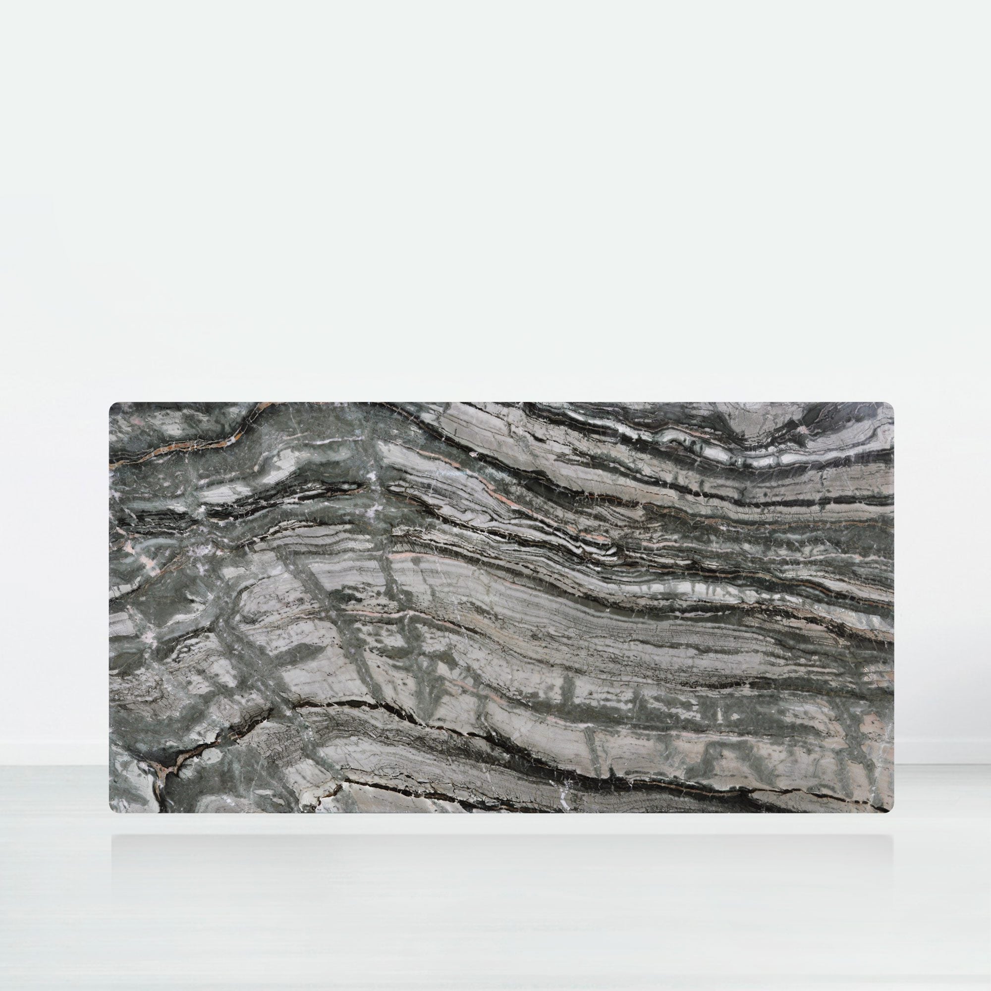 7ft Rectangular Forest Green Natural Marble Dining Table