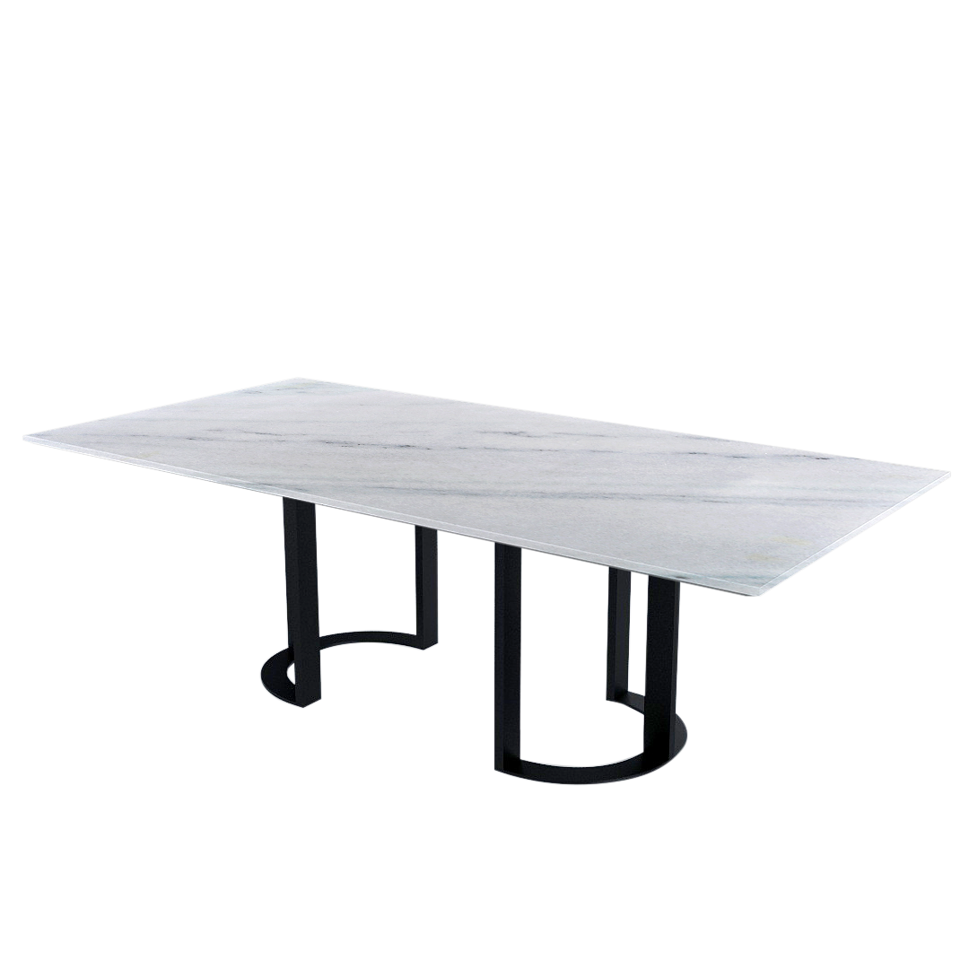 8ft Rectangular Columbia White Natural Marble Dining Table