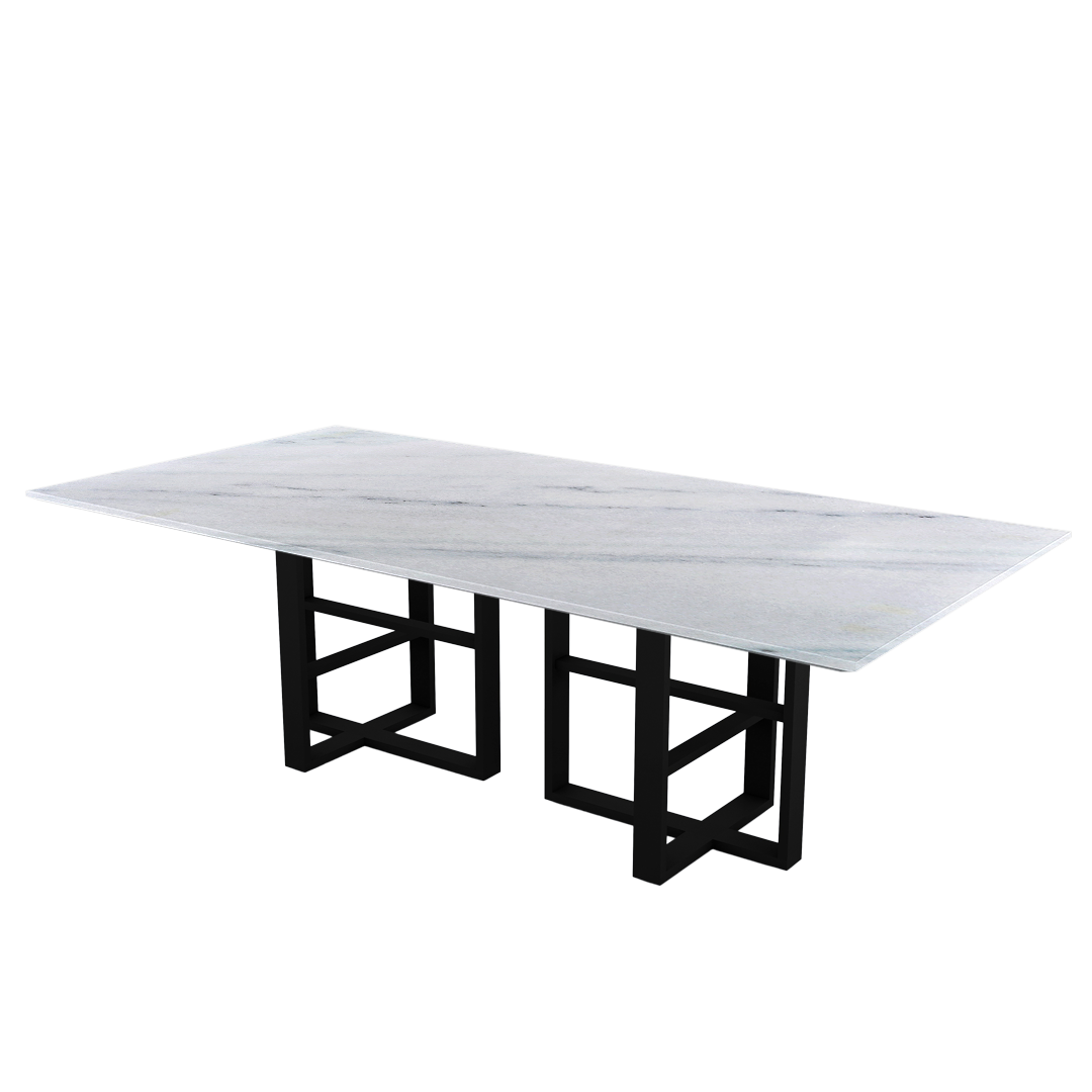 8ft Rectangular Columbia White Natural Marble Dining Table