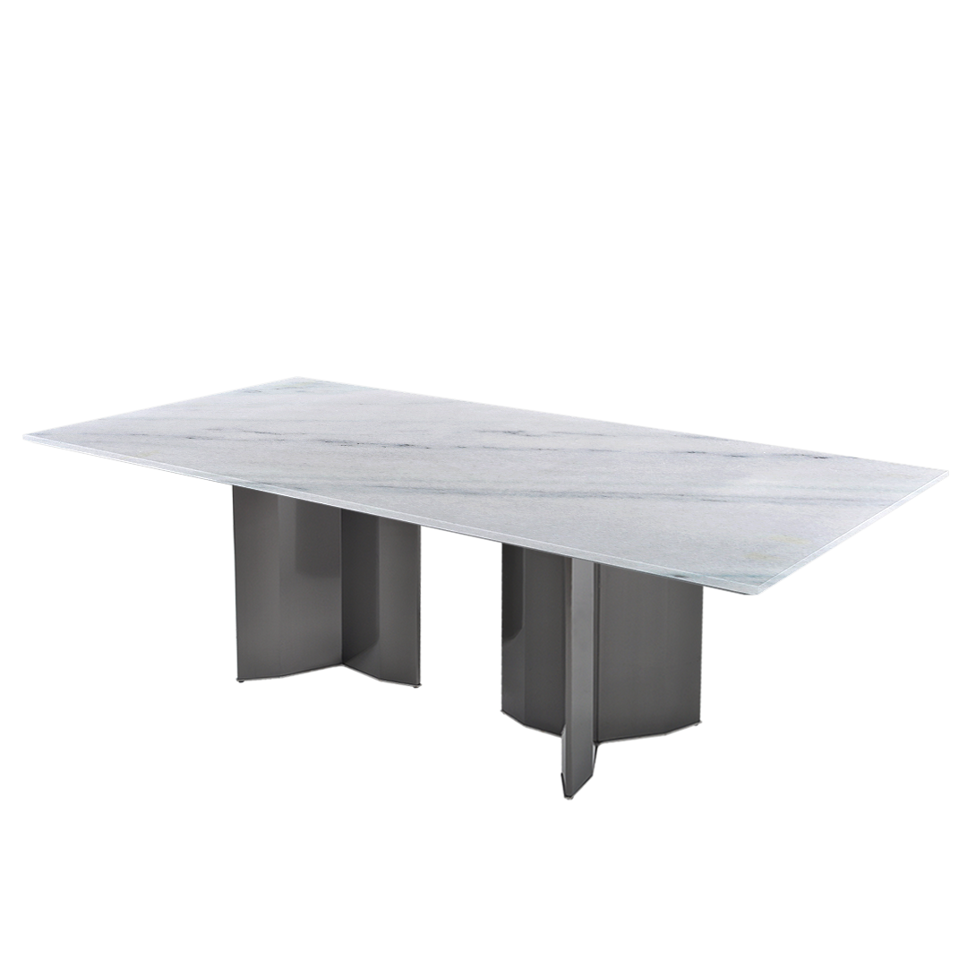 8ft Rectangular Columbia White Natural Marble Dining Table