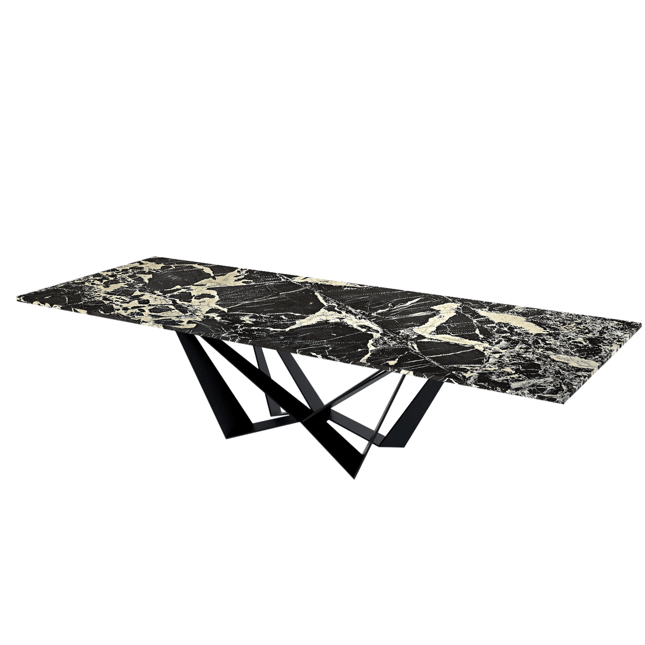 10ft Rectangular Bulgari Black Natural Marble Dining Table