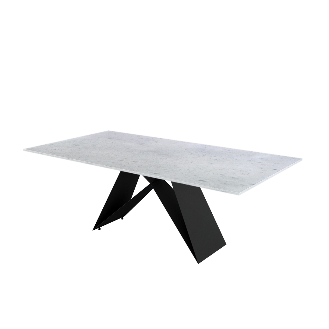 7ft Rectangular Diamond White Natural Marble Dining Table