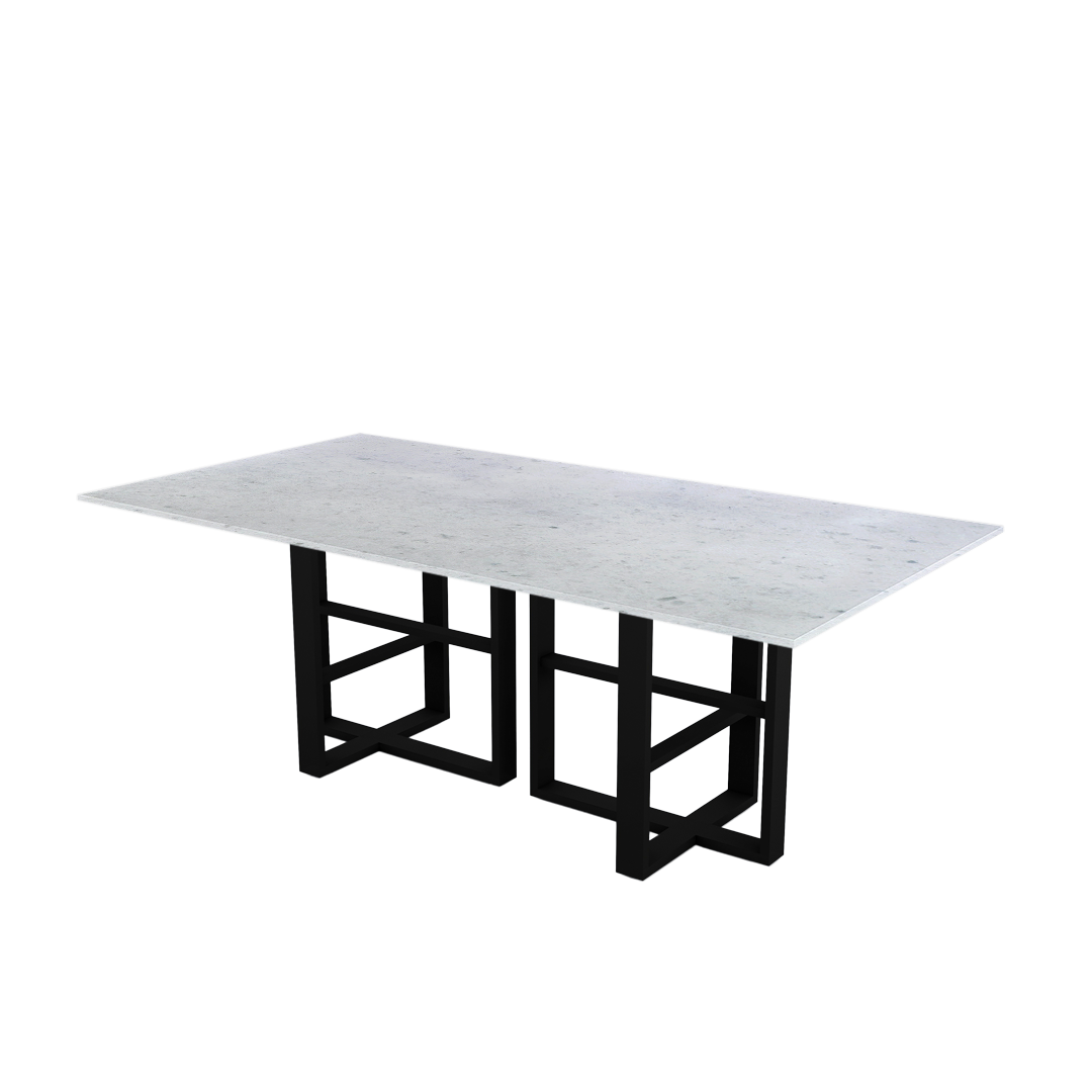 7ft Rectangular Diamond White Natural Marble Dining Table
