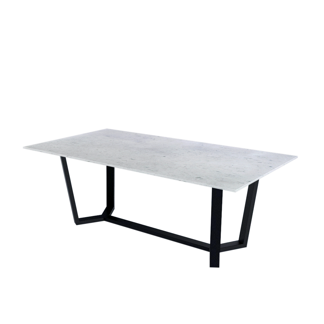 7ft Rectangular Diamond White Natural Marble Dining Table