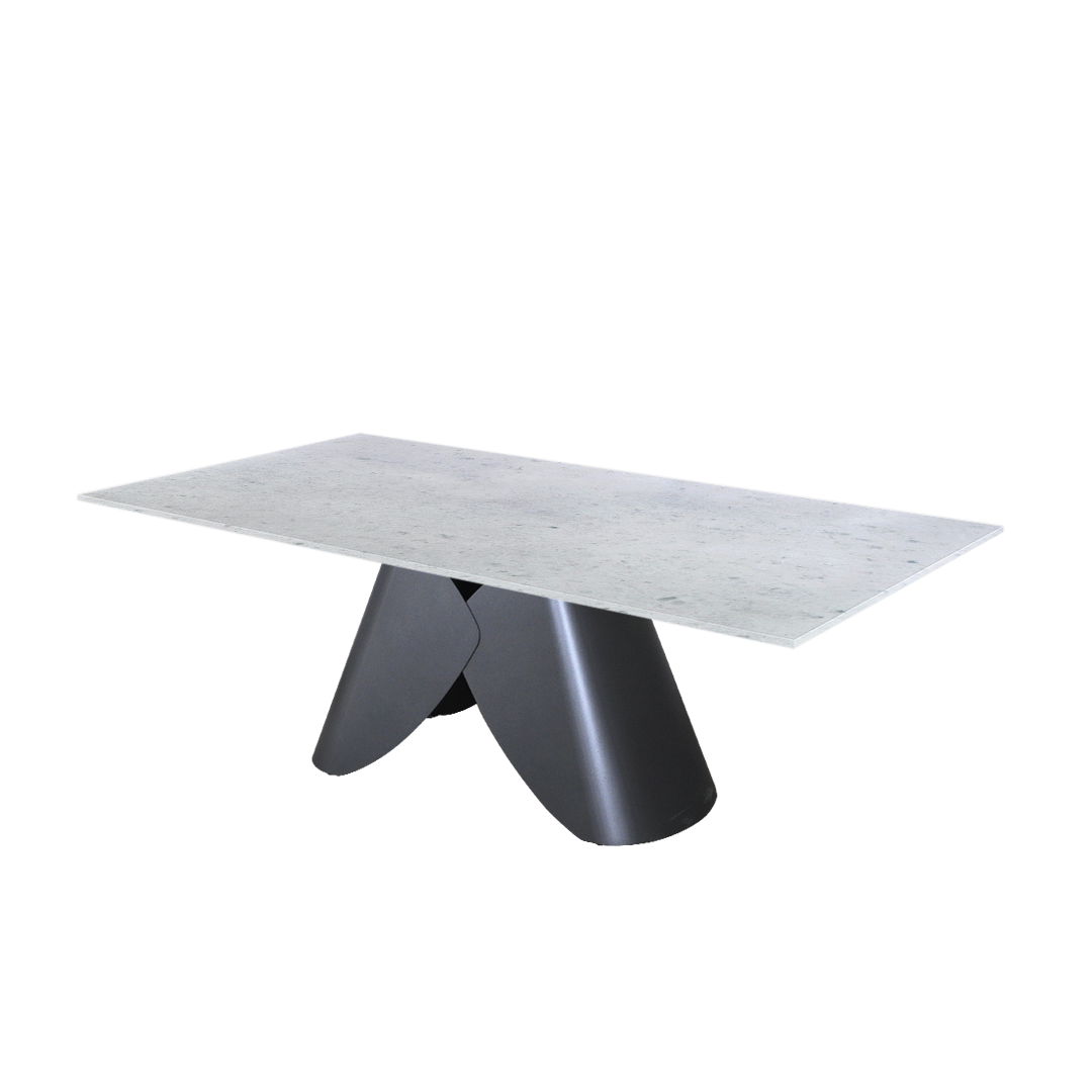 7ft Rectangular Diamond White Natural Marble Dining Table