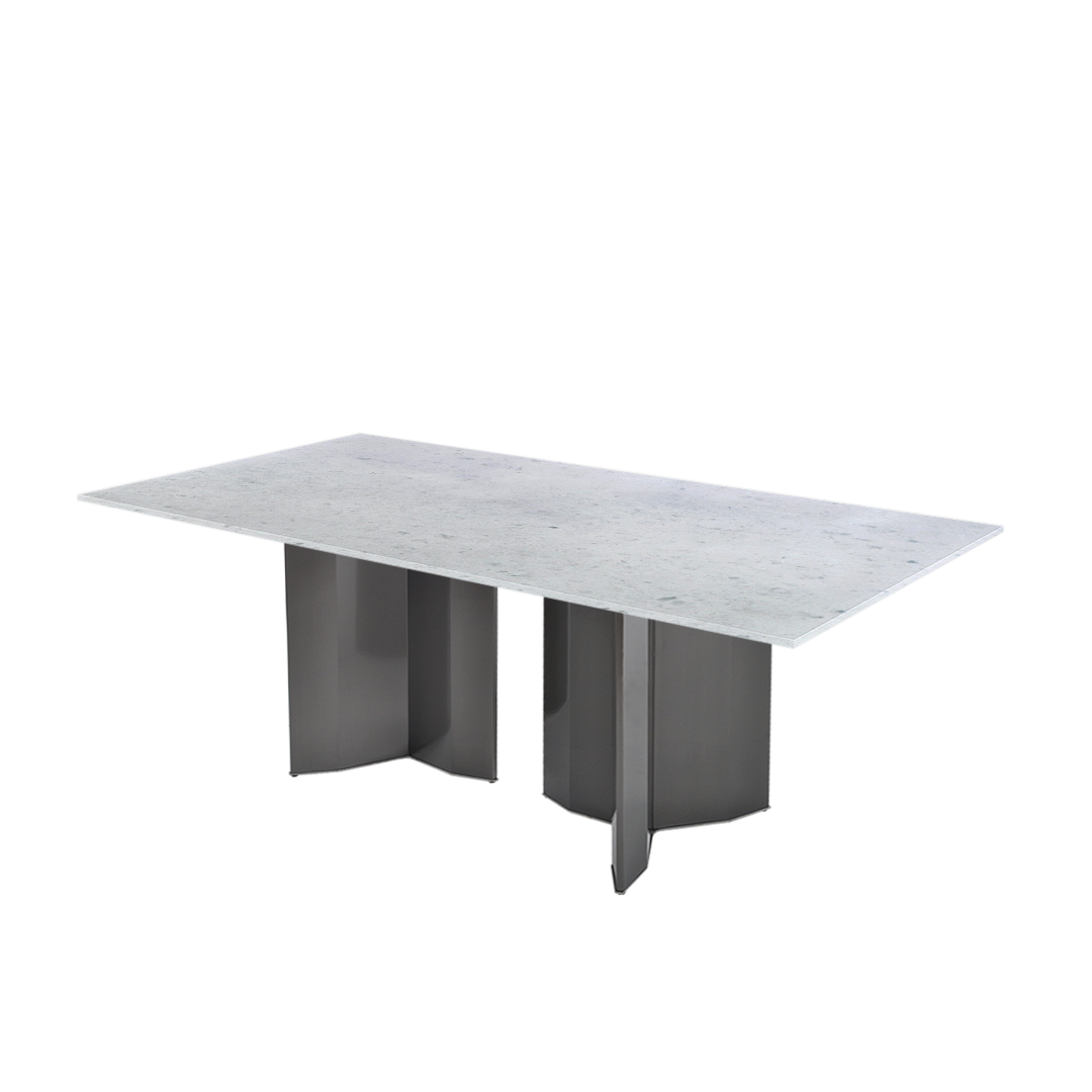 7ft Rectangular Diamond White Natural Marble Dining Table