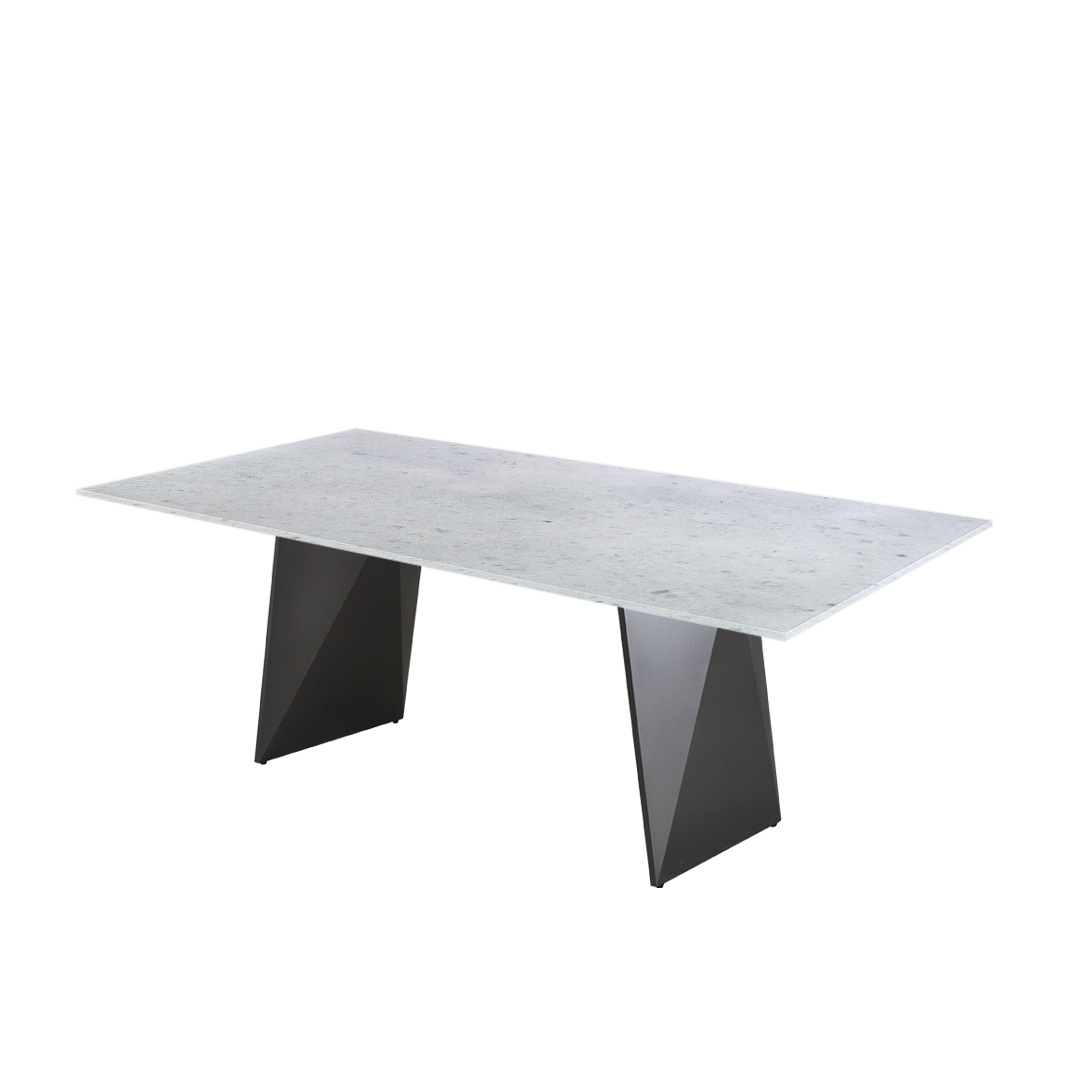 7ft Rectangular Diamond White Natural Marble Dining Table
