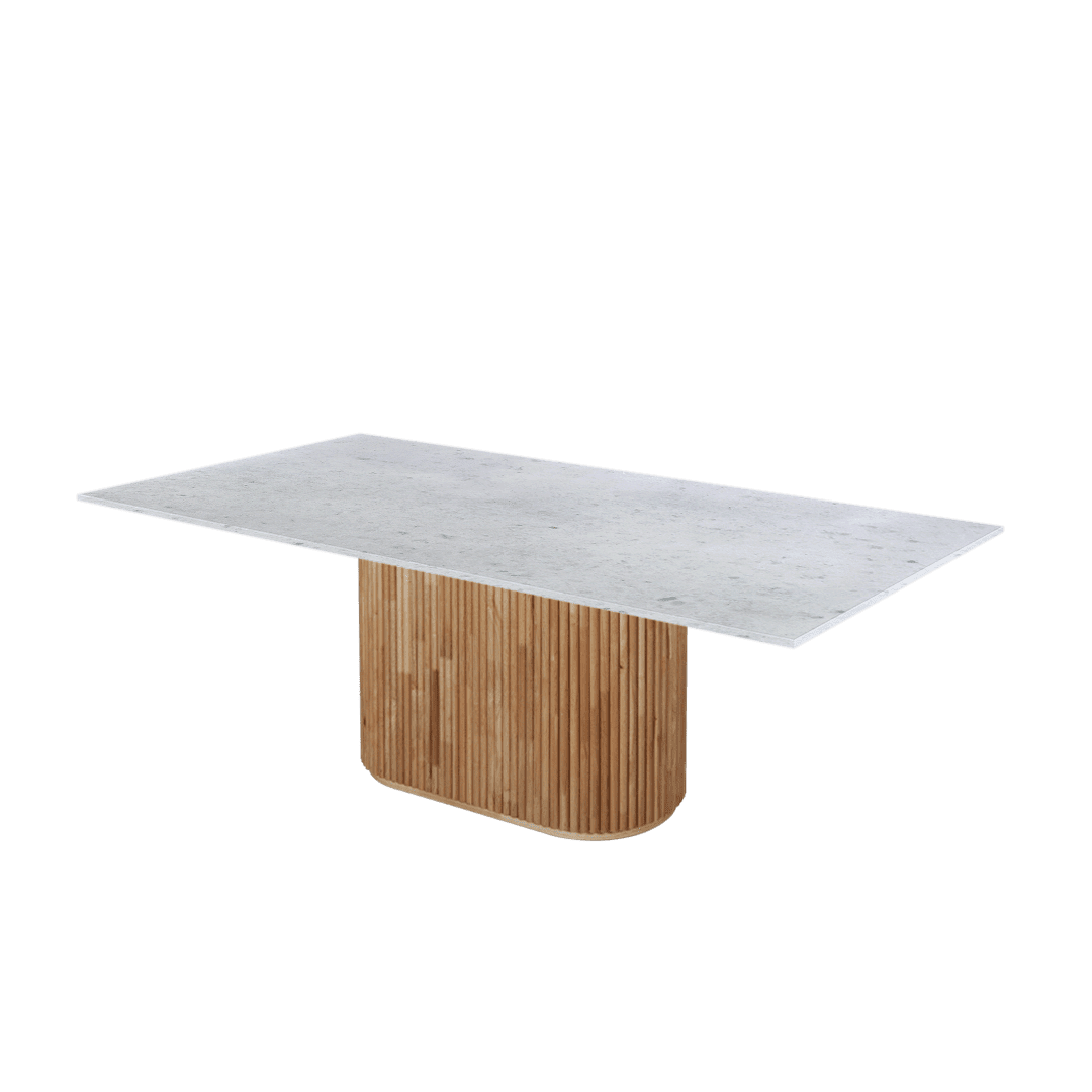 7ft Rectangular Diamond White Natural Marble Dining Table