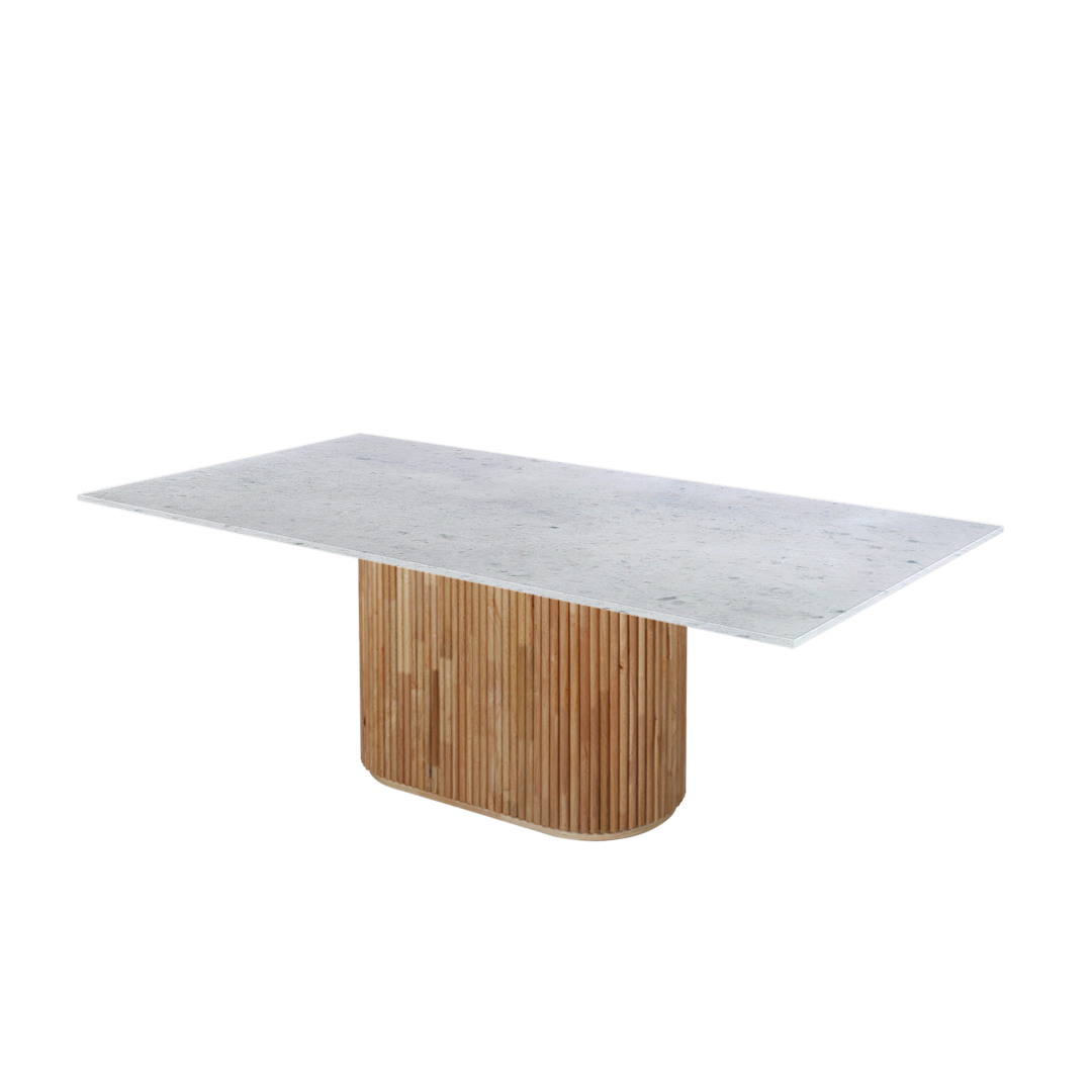 7ft Rectangular Diamond White Natural Marble Dining Table
