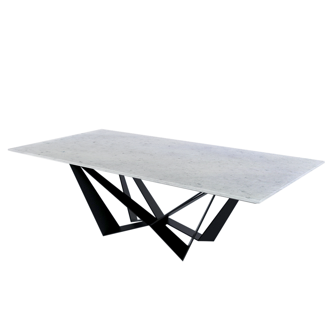8ft Rectangular Diamond white Natural Marble Dining Table