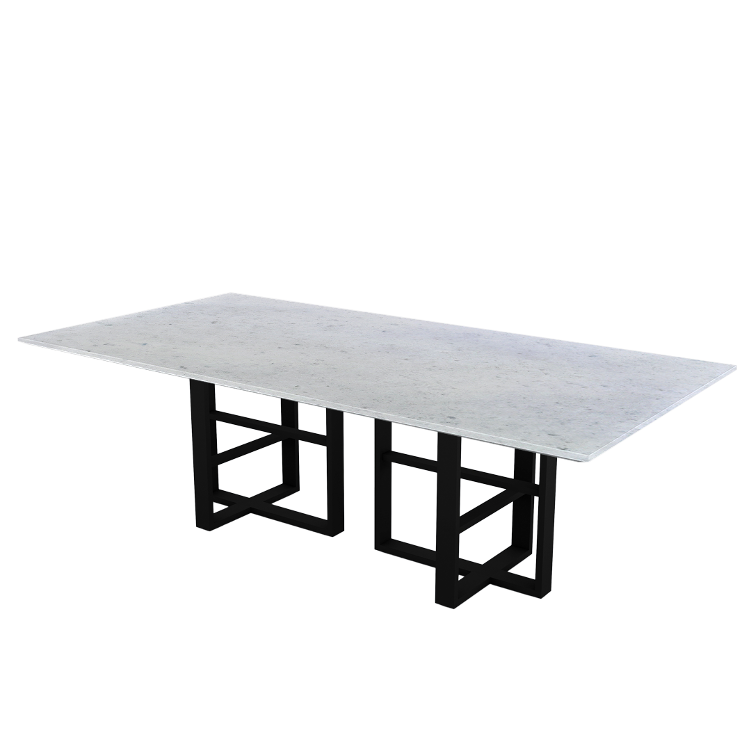 8ft Rectangular Diamond white Natural Marble Dining Table