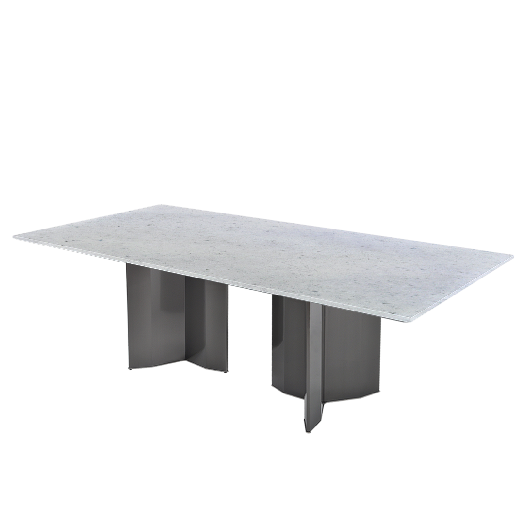 8ft Rectangular Diamond white Natural Marble Dining Table