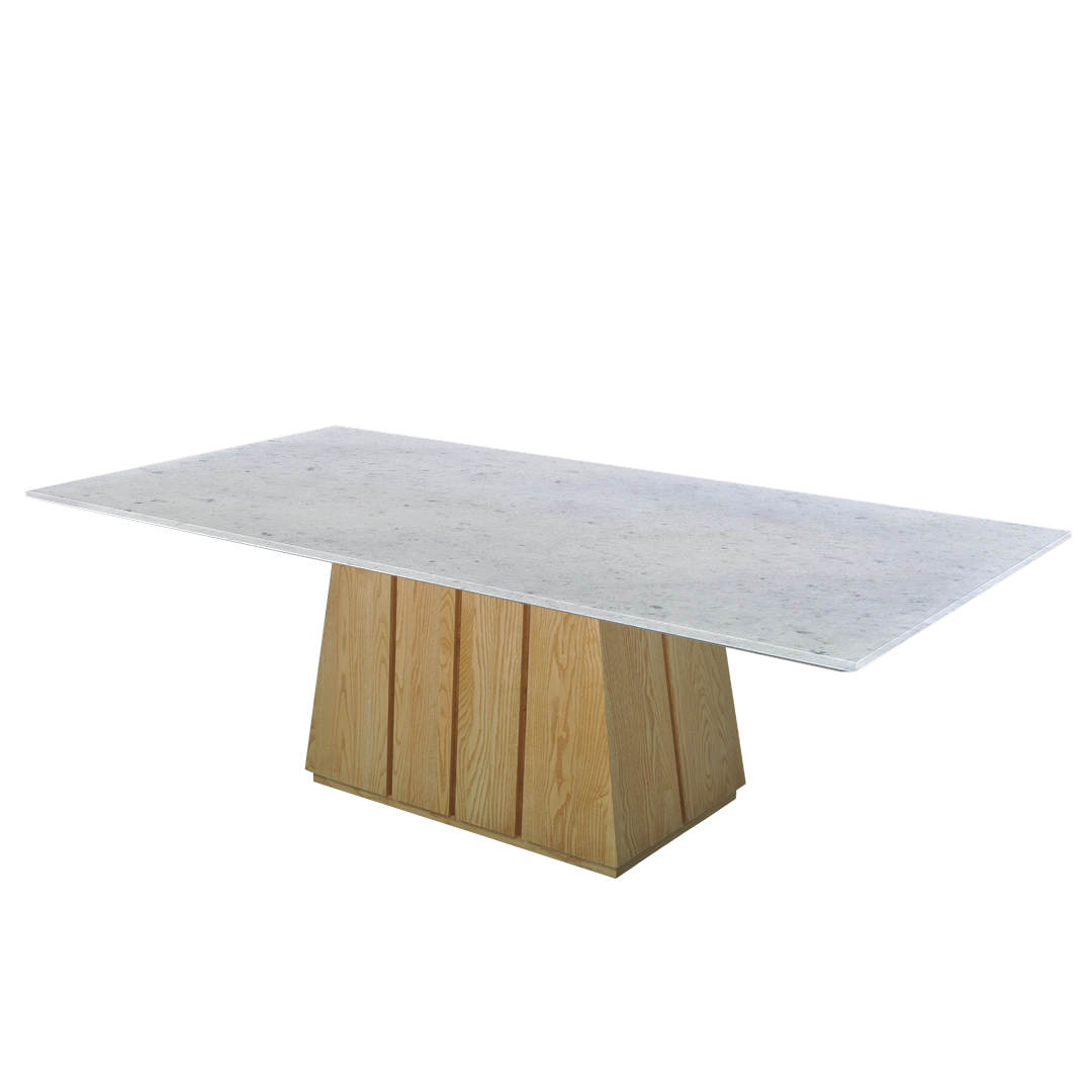 8ft Rectangular Diamond white Natural Marble Dining Table
