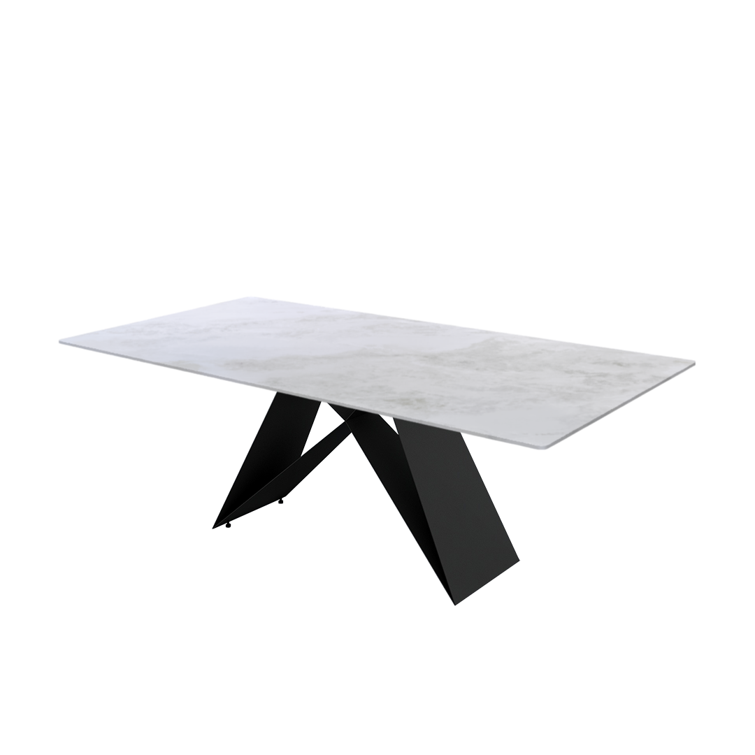 7ft Rectangular Fendi White Natural Marble Dining Table