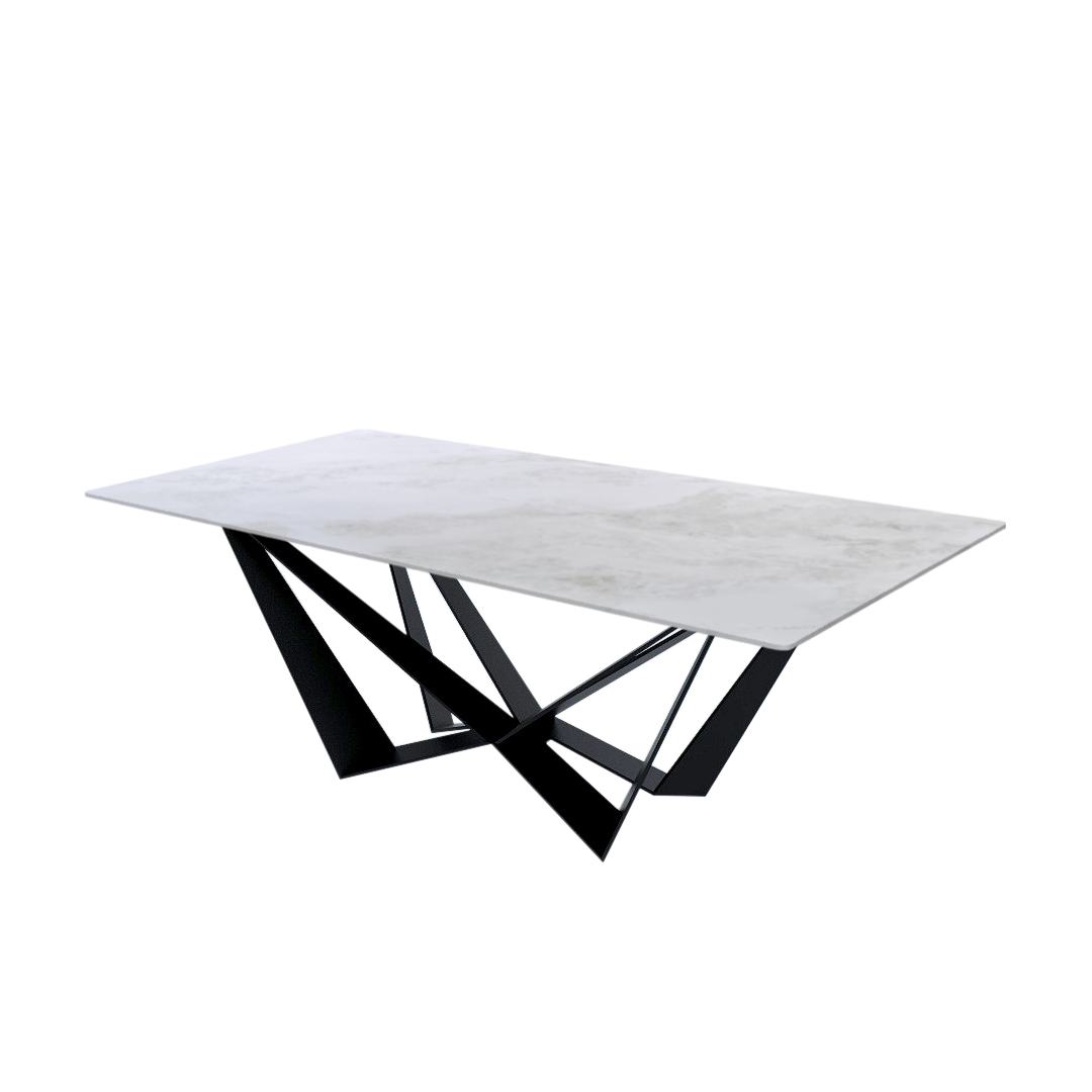 7ft Rectangular Fendi White Natural Marble Dining Table