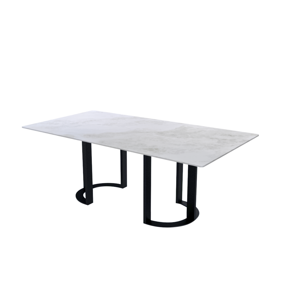 7ft Rectangular Fendi White Natural Marble Dining Table