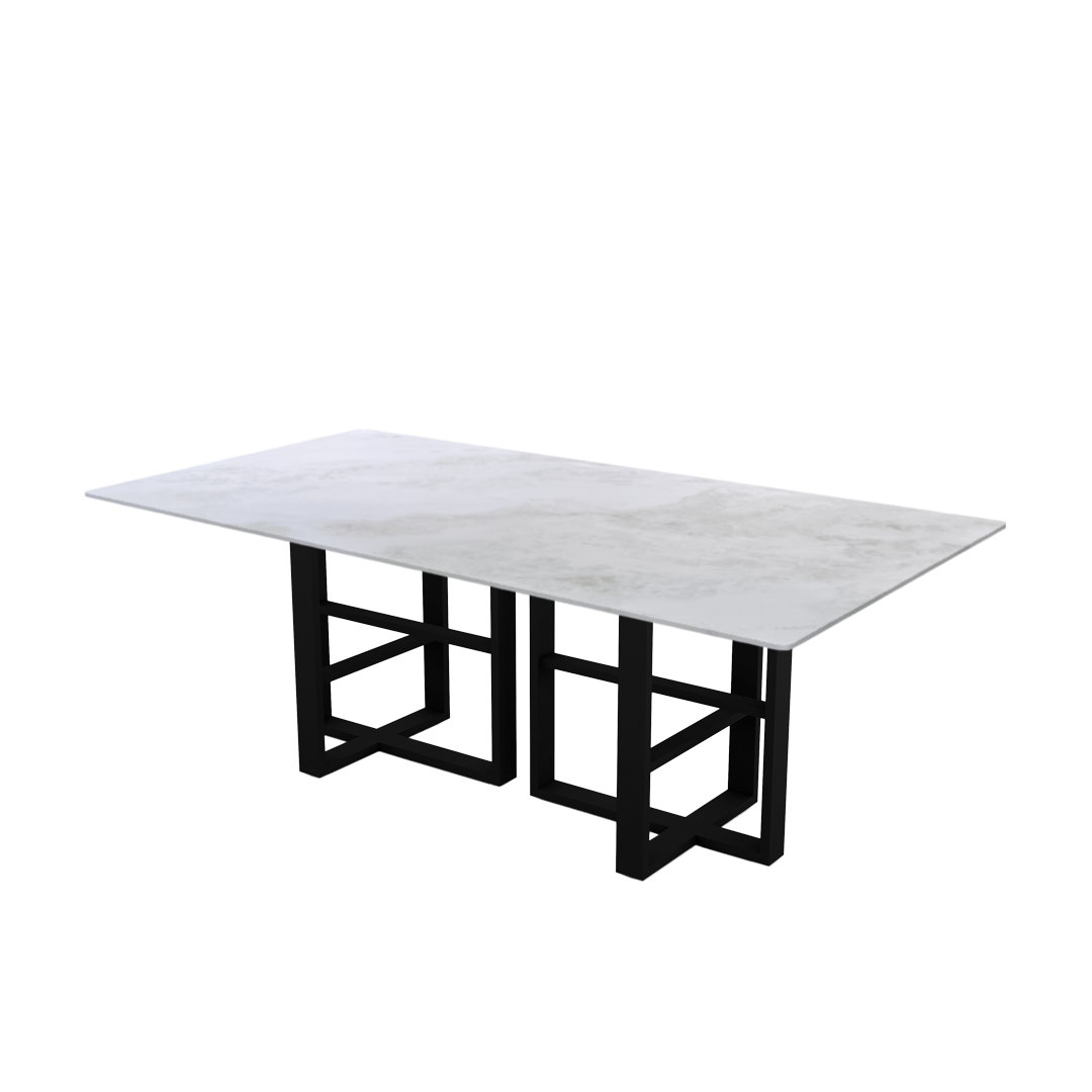 7ft Rectangular Fendi White Natural Marble Dining Table