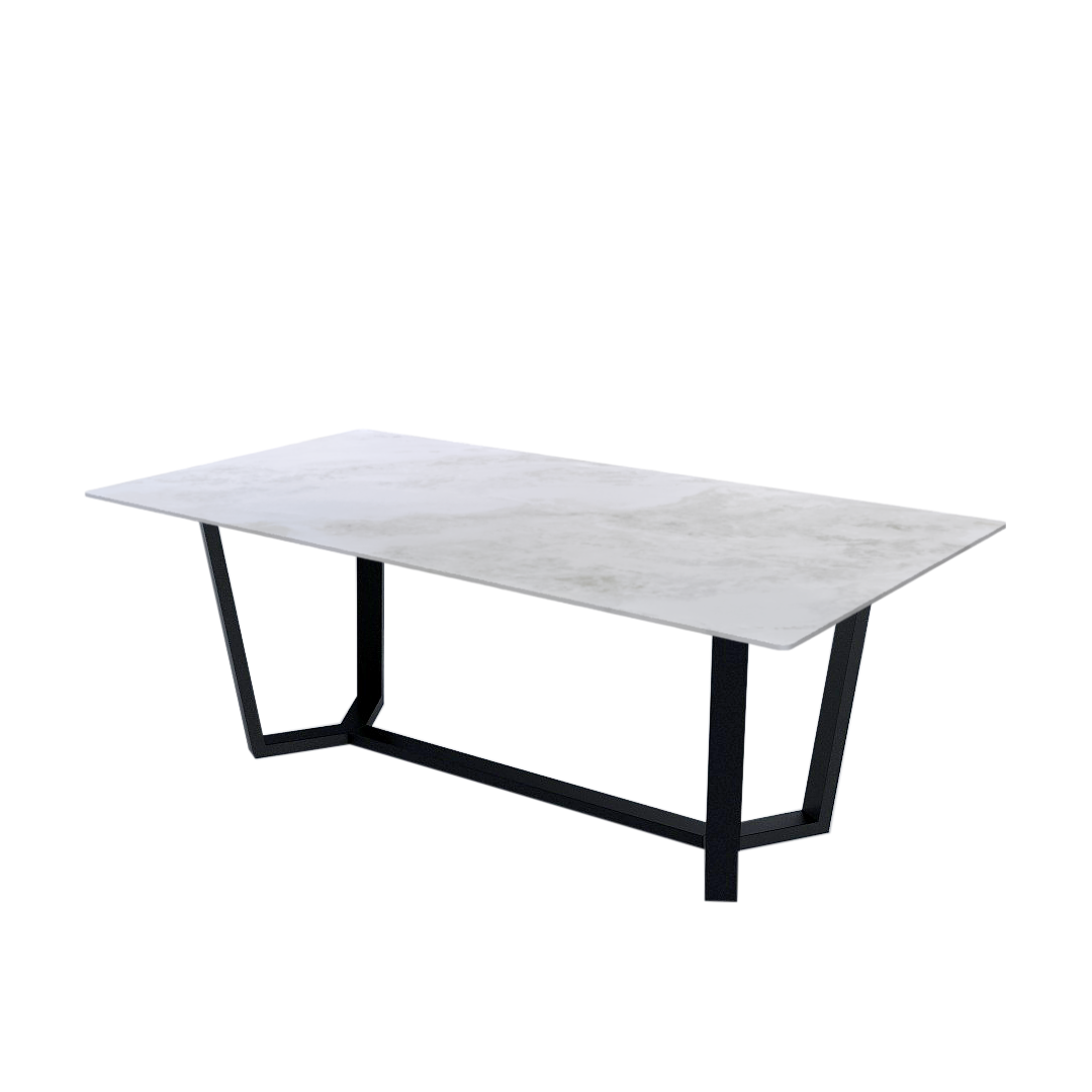 7ft Rectangular Fendi White Natural Marble Dining Table