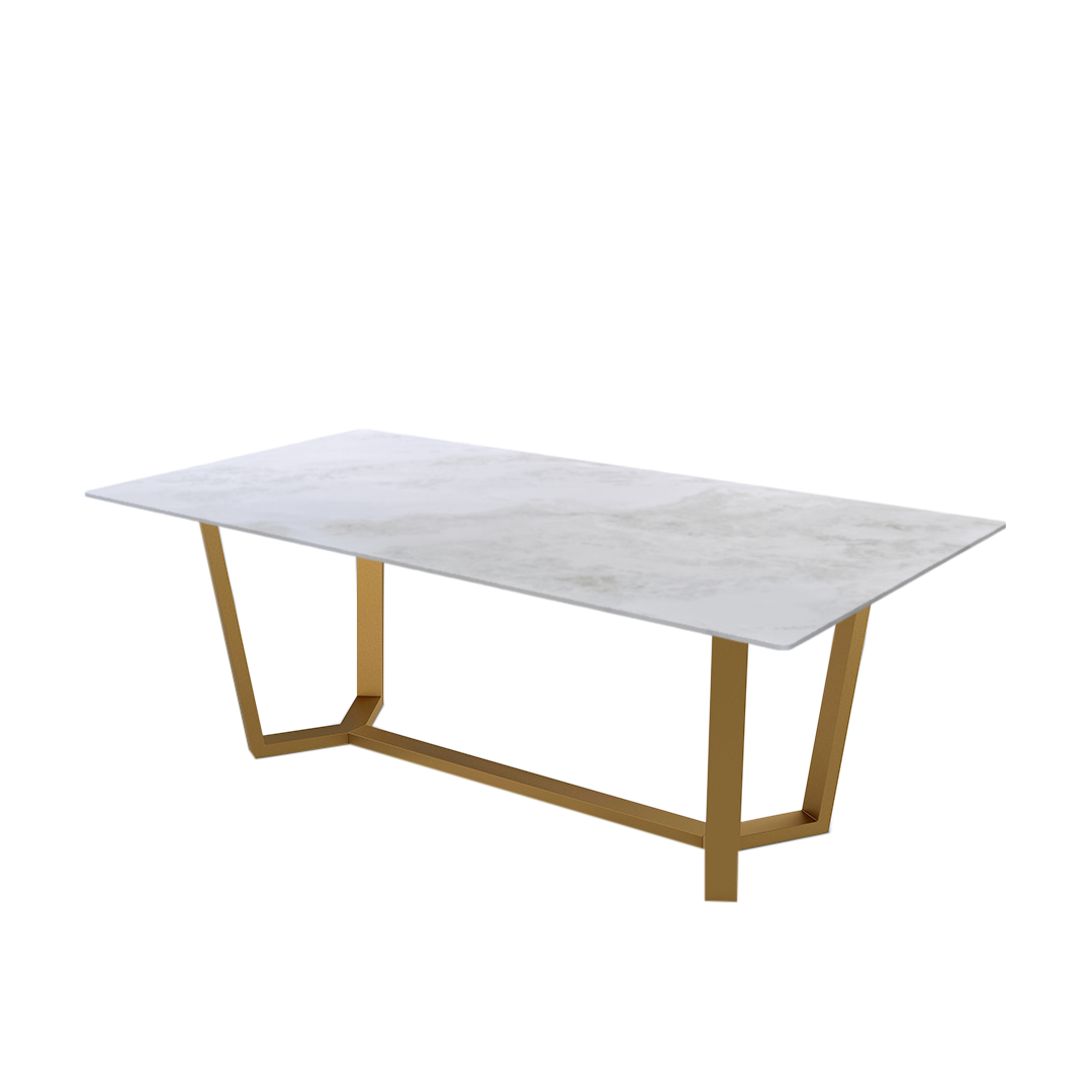 7ft Rectangular Fendi White Natural Marble Dining Table