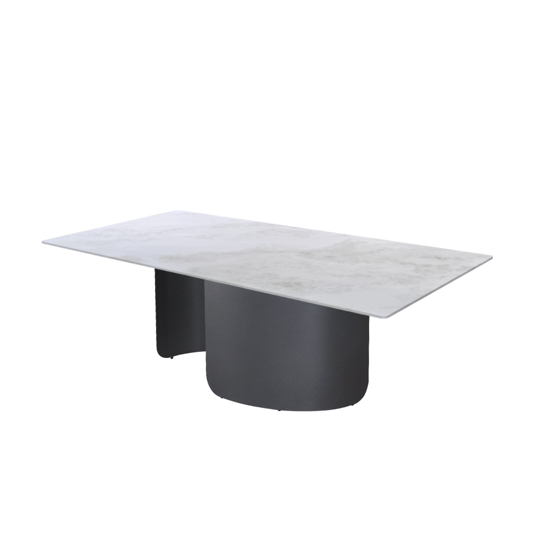 7ft Rectangular Fendi White Natural Marble Dining Table