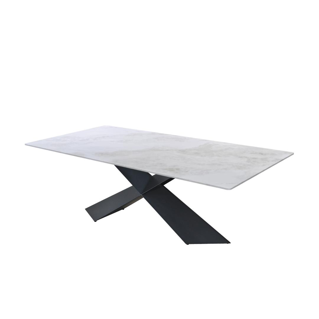 7ft Rectangular Fendi White Natural Marble Dining Table