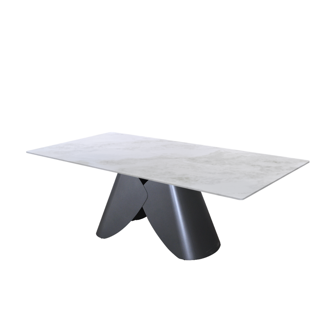 7ft Rectangular Fendi White Natural Marble Dining Table