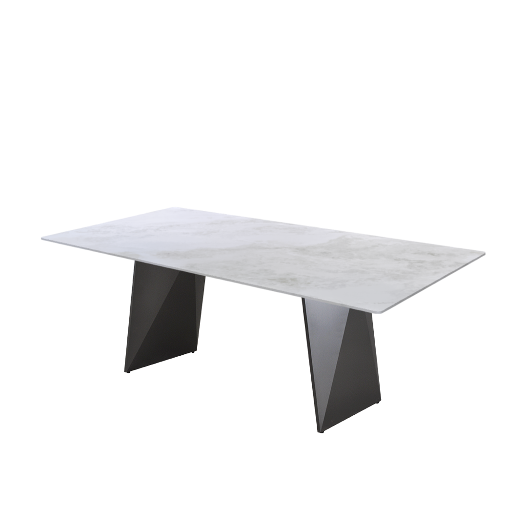 7ft Rectangular Fendi White Natural Marble Dining Table