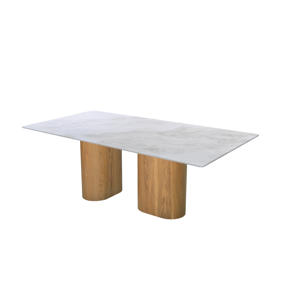 7ft Rectangular Fendi White Natural Marble Dining Table