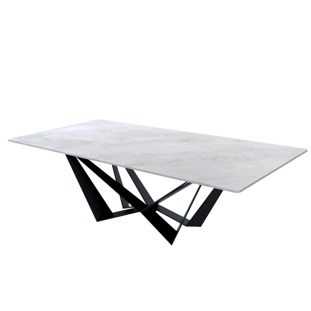8ft Rectangular Fendi White Natural Marble Dining Table