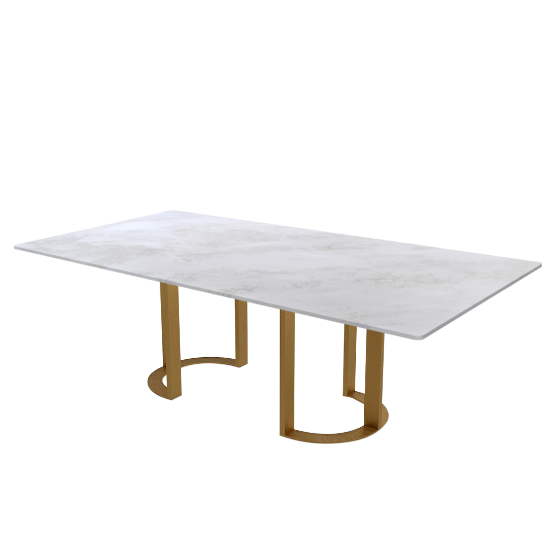 8ft Rectangular Fendi White Natural Marble Dining Table