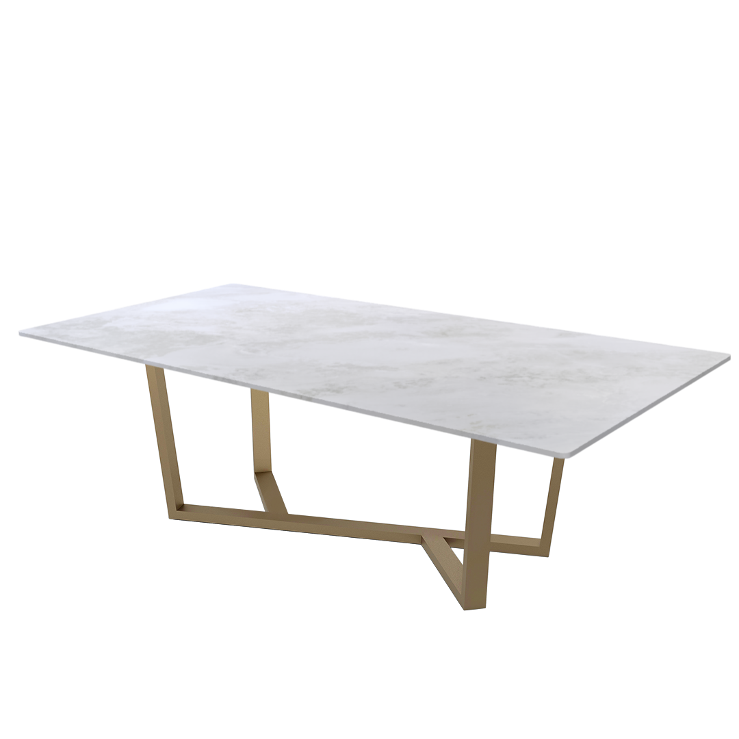 8ft Rectangular Fendi White Natural Marble Dining Table