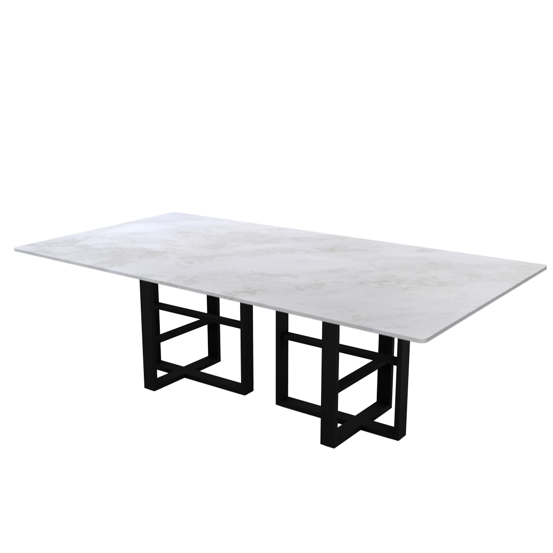 8ft Rectangular Fendi White Natural Marble Dining Table