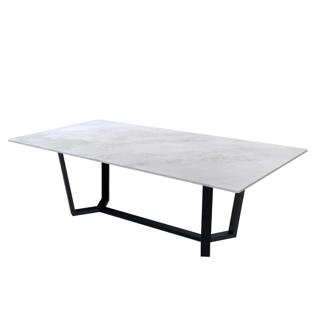 8ft Rectangular Fendi White Natural Marble Dining Table