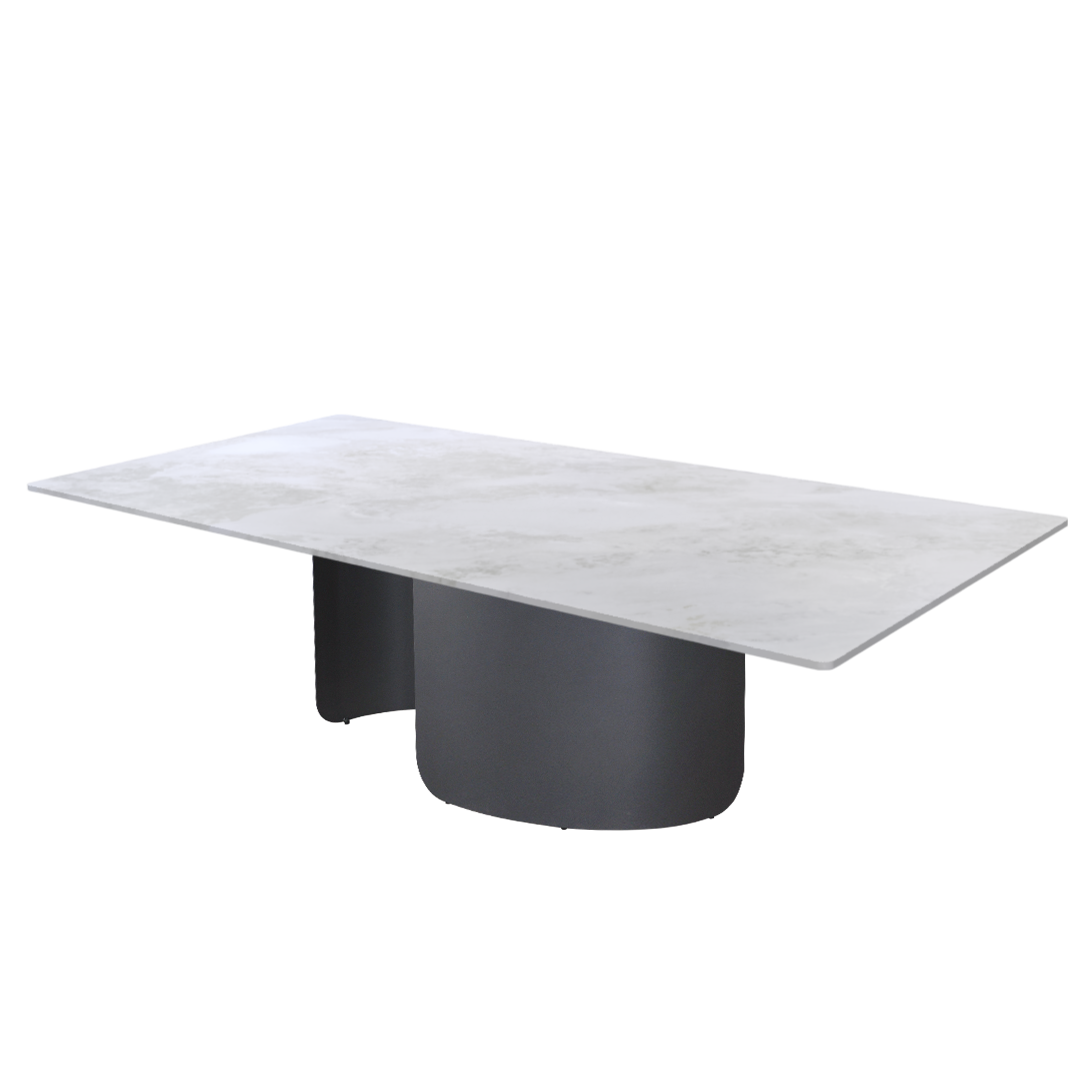 8ft Rectangular Fendi White Natural Marble Dining Table