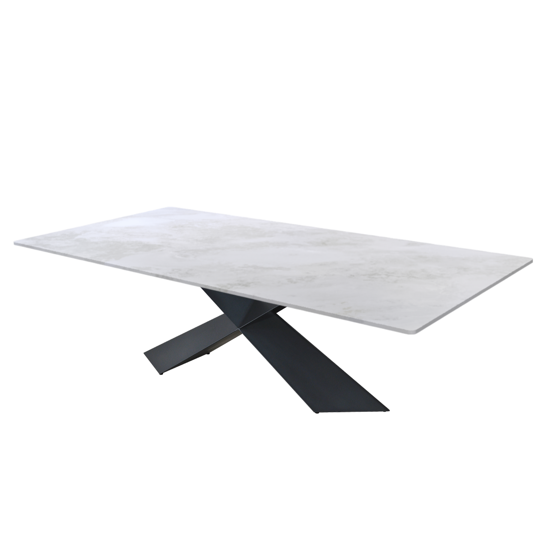 8ft Rectangular Fendi White Natural Marble Dining Table