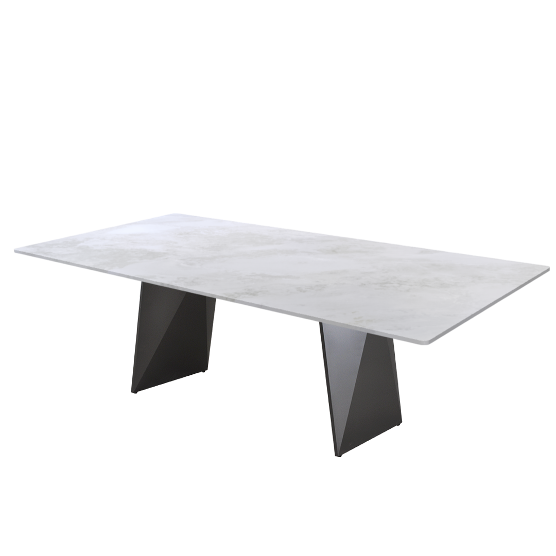 8ft Rectangular Fendi White Natural Marble Dining Table