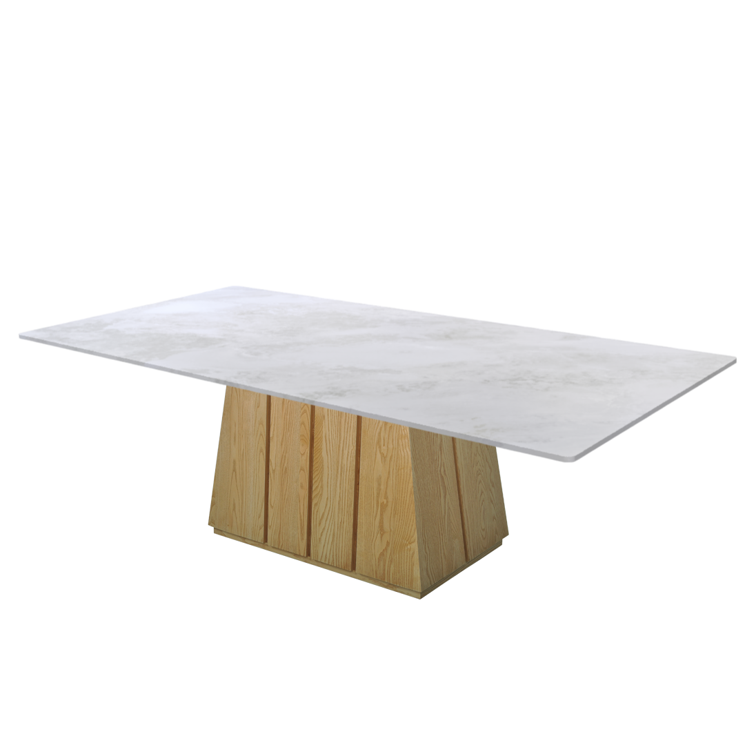 8ft Rectangular Fendi White Natural Marble Dining Table