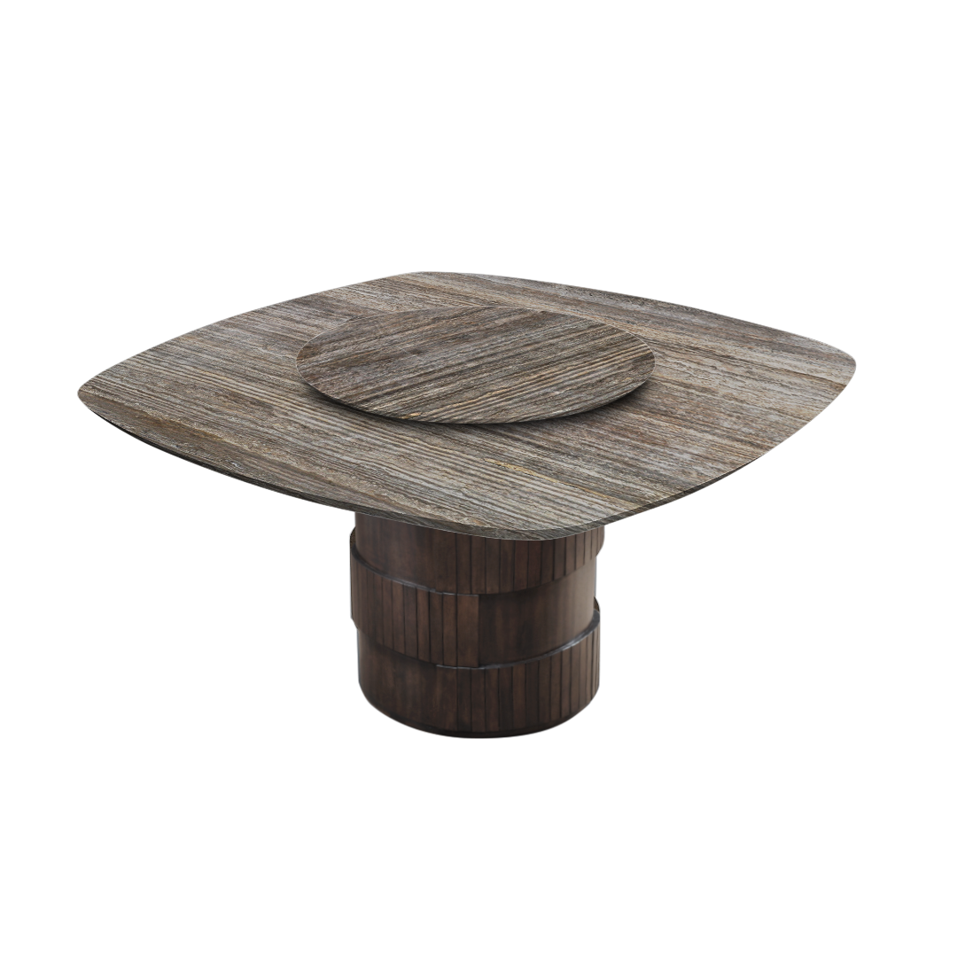 5ft Square Silver Travertine Natural Marble Dining Table