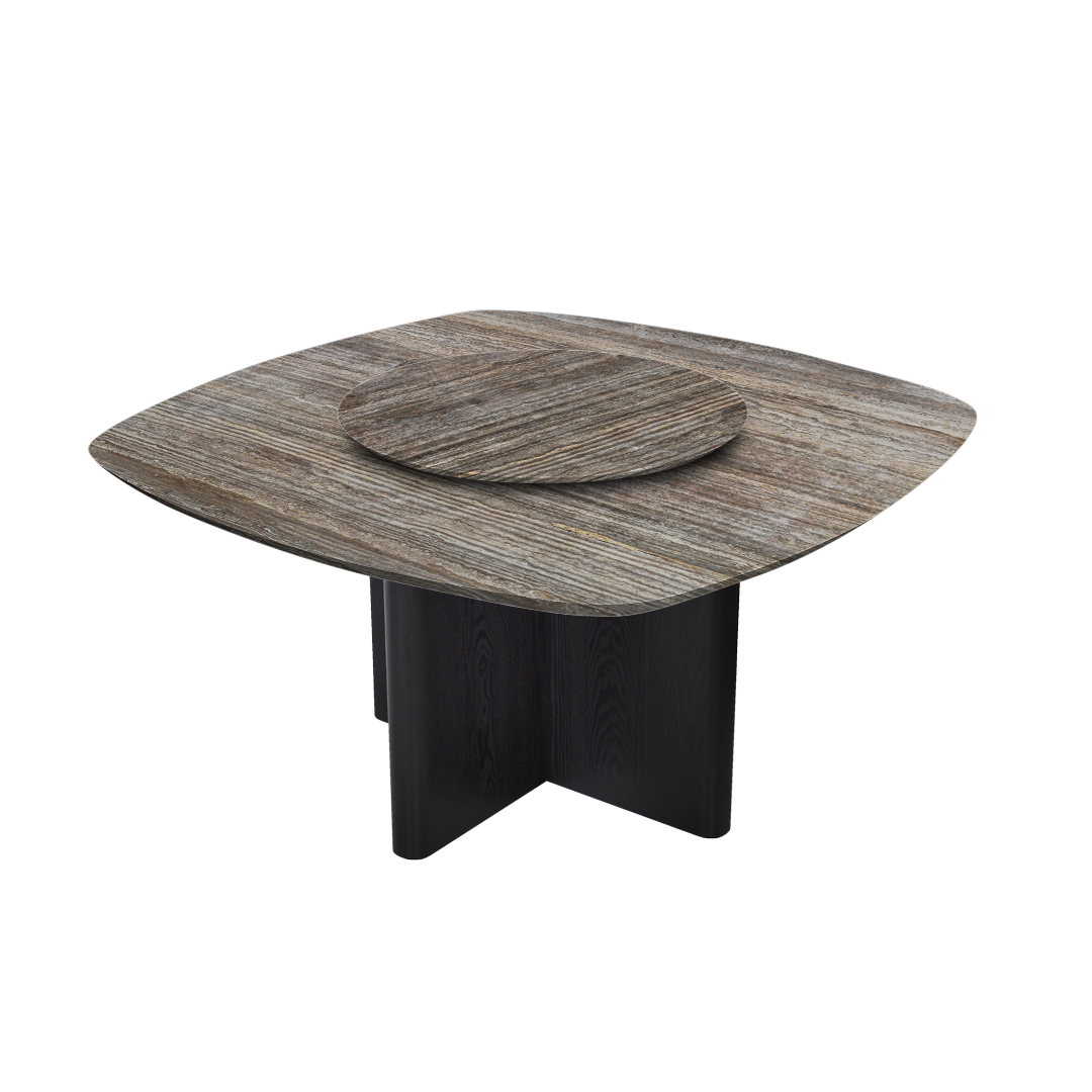 5ft Square Silver Travertine Natural Marble Dining Table