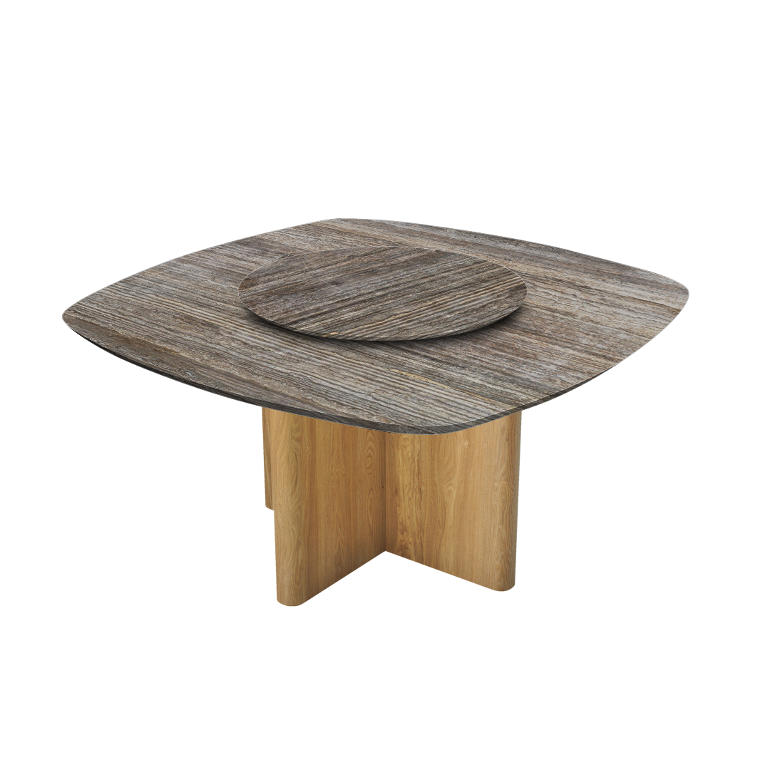 5ft Square Silver Travertine Natural Marble Dining Table