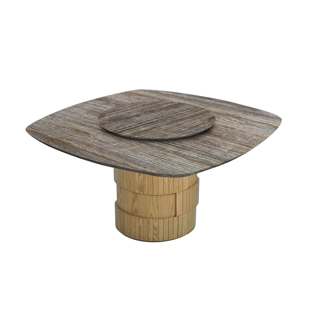5ft Square Silver Travertine Natural Marble Dining Table
